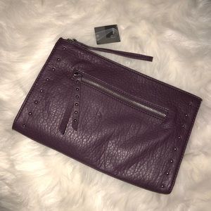 Purple Clutch with studs. Large clutch.